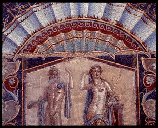 Neptun og amfitritt. Detalj av en veggmosaikk fra triclinium av casa di Nettuno e Anfitrite, 5. århundre f.Kr.-1. århundre e.Kr.