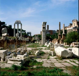 Romersk kunst: utsikt over Forum (foro romano). Roma