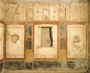Veggdekorasjon i fjerde pompeiansk stil, fra House of Loreio Tiburtino, Pompeii, Campania, romersk sivilisasjon