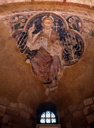 Kristus i majestet. Freske fra 1200-tallet, krypten i katedralen i Auxerre.