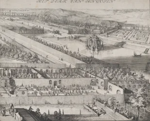 Detalj av parken ved Enghien høyre halvdel, 1685.