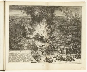 Sprengning av skipsbroen til Parma over Schelde, 1585 Deroute du Pont Farnese (tittel på objekt) Guerres de Flandres (serietittel)