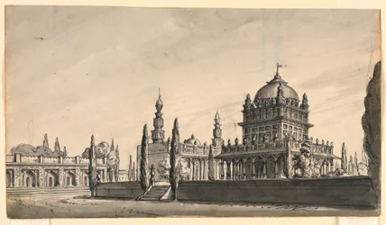 Scenedesign, orientalsk tempel