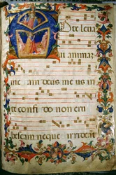 Corale / Graduale nr.5 Historikert initial "A" som viser kong David og Gud Faderen