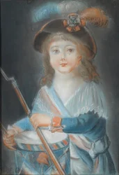Portrett av en gutt som en tromme i den franske revolusjonen