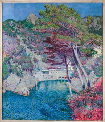 Utsikt over San Fruttuoso, nær Camogli (olje på lerret