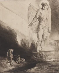 Lucifer overlater Kain til sin skjebne, fra Åtte raderinger til Byrons Kain, 1919-1920