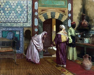 I Hammam par Ernst, Rudolf (1854-1932), - Olje på lerret, 48,8x60,9 - Privat samling