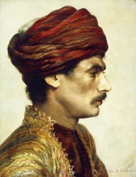 Profilportrett av en mann i en rød turban, 1882
