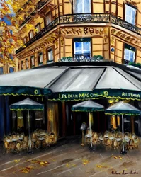 Høst på Les Deux Magots Paris, 2023 (olje på lerret)