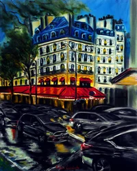 Kveldsrush i Paris, 2025 (olje på lerret)