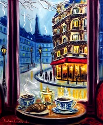 Bord for to i Paris, 2025 (olje på lerret)