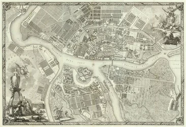 Kart over Petersburg-boken til 50-årsjubileet for grunnleggelsen av St. Petersburg, 1753