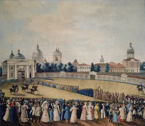 Besøk av tsar Alexander I i Alexander Nevsky-klosteret, 1821