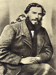 Selvportrett av Leon Tolstoi (1828-1910) i Iasnaia Poliana (Russland). Fotografering