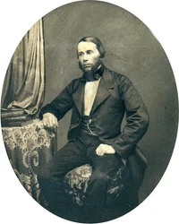 Portrett av filologen og språkforskeren Yakov K. Groth (1812-1893). Albumin bilde