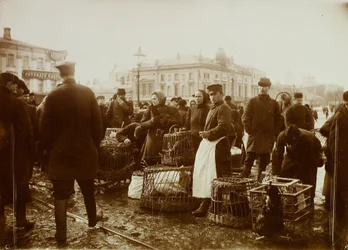 Fuglemarkedet på Trubnaya-plassen i Moskva
