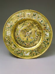 Tallerken eid av tsar Alexei Mikhailovich Romanov (1629-1676) ca. 1675 (gull og emalje)