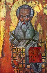 Den hellige Athanasius av Alexandria (olje og gull på tre)