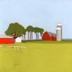 Blant trærne, 2025 (akryl på treplate)