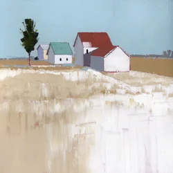 Snø på taket, 2025, akryl på treplate