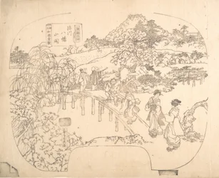 Proof Line-Block Print for Fan, 1800-tallet.