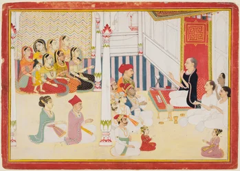 Svetambara Jain lærer gir instruksjon, ca. 1750-60.