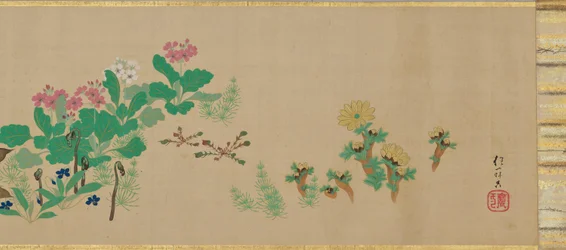Blomster og fugler i de fire årstidene