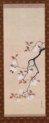 Hengende rulle som viser Cherry Blossoms, fra A Triptych of the Three Seasons, japansk, tidlig på 1800-tallet
