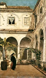 "" Faren Salabot i klosteret til klosteret Saint Francois av Cadiz (Cadiz) "" Maleri av Salvador Viniegra y Lasso (1862-1915) 1881 Cadiz. Museum i Cadiz. Spania