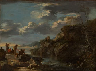 Banditter på en steinete kyst, 1655-60.