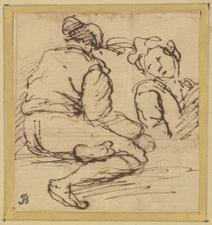 Sittende mann og halvfigur
