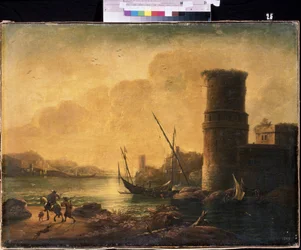 Et havlandskap Maleri av Salvator (Salvatore) Rosa (1615-1673), olje på lerret, italiensk kunst (Napoli), barokkkunst. M.Kroshitsky kunstmuseum, Sevastopol (Ukraina).