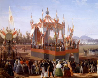 Francis I og Maria Isabella deltar på offisiell seremoni ved Arsenal of Naples, av Salvatore Fergola (1799-1874), Detail, Italia