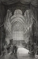 Interiør av Carlisle Cathedral, Storbritannia, litografi av Salvatore Puglia fra Poliorama Pittoresco, n 25, 25 januar