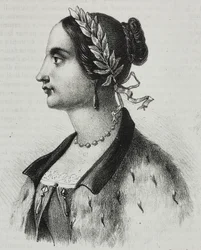 Portrett av Laura Bassi Veratti (1711-1778), italiensk fysiker og akademiker, litografi av Salvatore Puglia fra Poliorama Pittoresco, n 4, 4. september