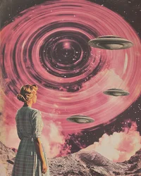 Retro sci-fi-utsikt over galaksen