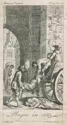 Samler pestofre, Holywell Lane, Shoreditch, London, Storbritannia (gravering)