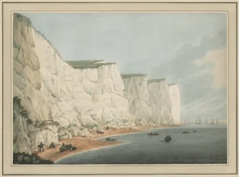 Flåten utenfor kysten, Beachy Head, ca. 1790–1805 (akvarell med grafittundertegning)