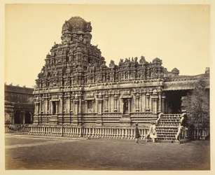En utsikt over Subrahmanya-tempelet nær Pagoda, Tanjore