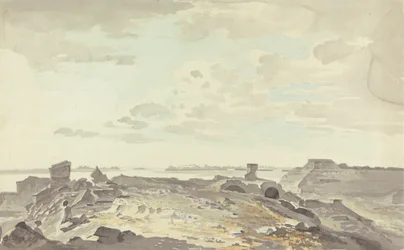 Ødelagt fort ved en elv
