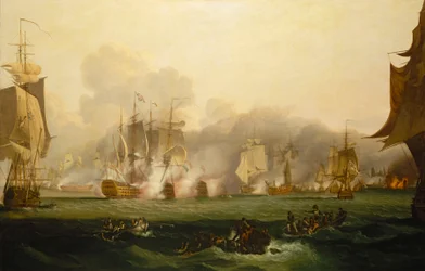 Slaget ved Trafalgar, 21. oktober 1805, tidlig på 1800-tallet (olje på lerret)