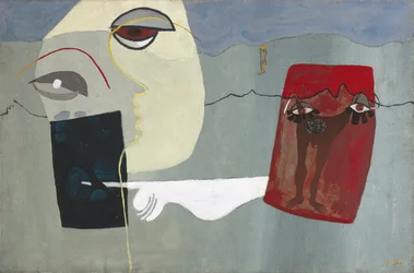 Kvinne og suspendert mann