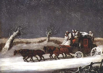 Posttrener i en snødrift