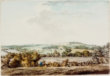 The Old House at the Grange and Barber Wood, 1787 (penn og blekk og wc på papir)