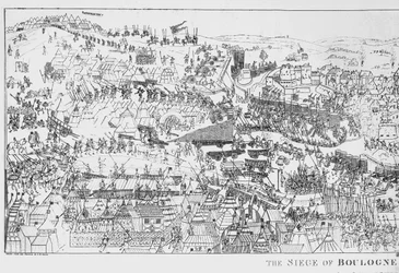Kong Henrik VIIIs beleiring av Boulogne i 1544 (1491-1547), gravert av James Basire, 1788