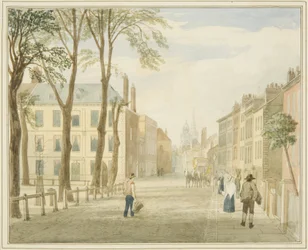 Mansion House, Queen Square (blyant og akvarell på papir)