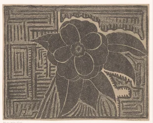 Camellia (svart; rundt et labyrintlignende mønster)