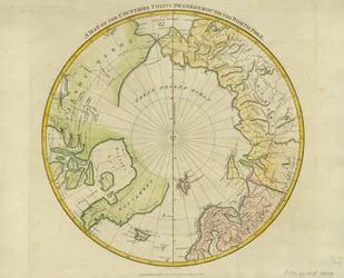 Et kart over landene tretti grader rundt Nordpolen, fra 'Atlas to Crutwell's Gazetteer' av Clement Crutwell (1743-1808) publisert London, 1799
