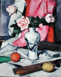 Roser i en japansk vase, ca. 1923 (olje på lerret)